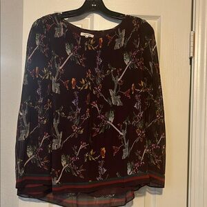 Max Studio Maroon Floral Long Sleeve Top